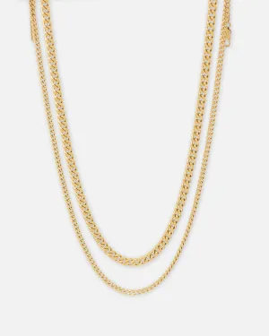 Saint Morta Duo Cuban Chain Set Gold
