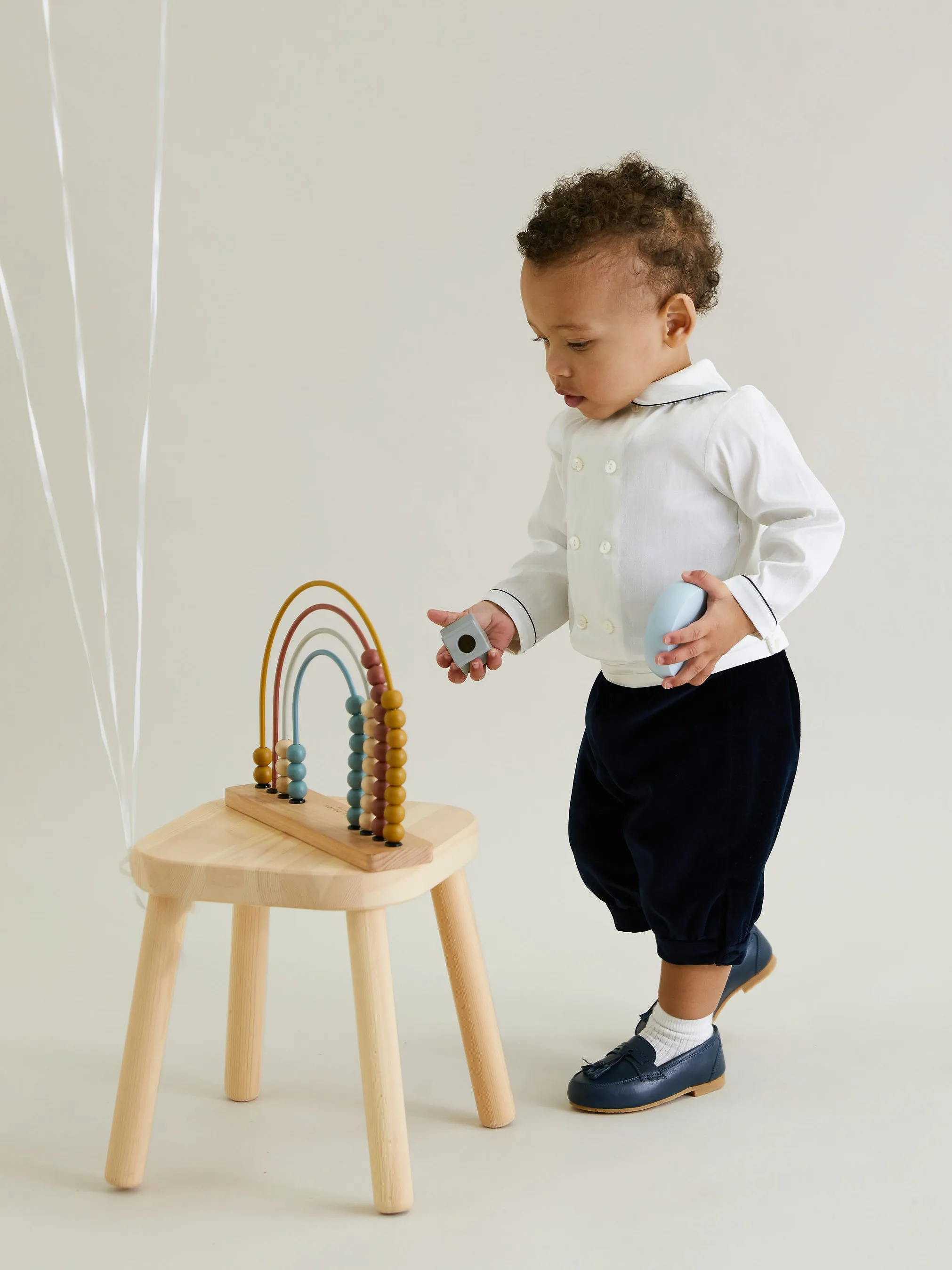 Sarah Louise Ivory Shirt & Navy Velvet Shorts with Cummerbund