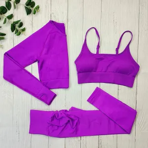 Seamless Sports Suit Yoga Set for Women - Fitness Wear Long Sleeve Yoga Clothing Gym Workout Sportswear, Two-Piece Tracksuit