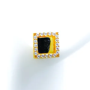 Shiny Trendy 21k Gold CZ Earrings