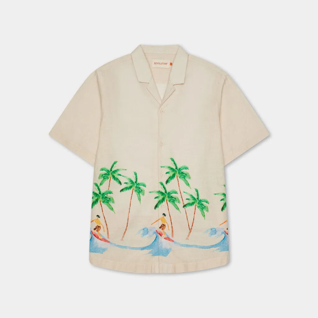 Short-sleeved Cuban Shirt / 3104 - Offwhite