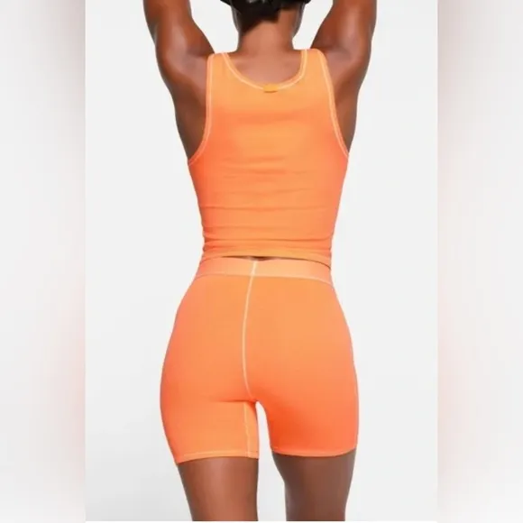 SKIMS COTTON RIB BOXERS APRICOT LARGE NWT
