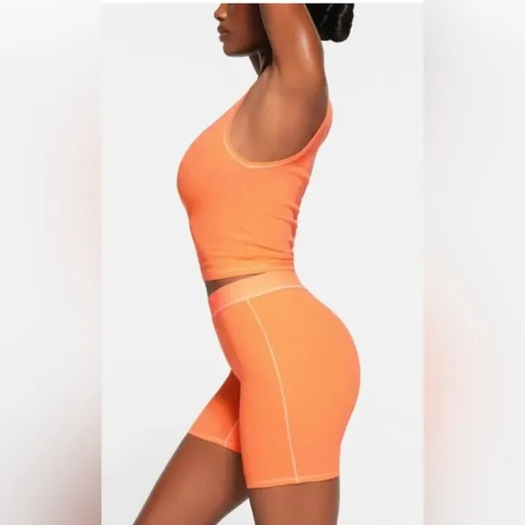 SKIMS COTTON RIB BOXERS APRICOT LARGE NWT