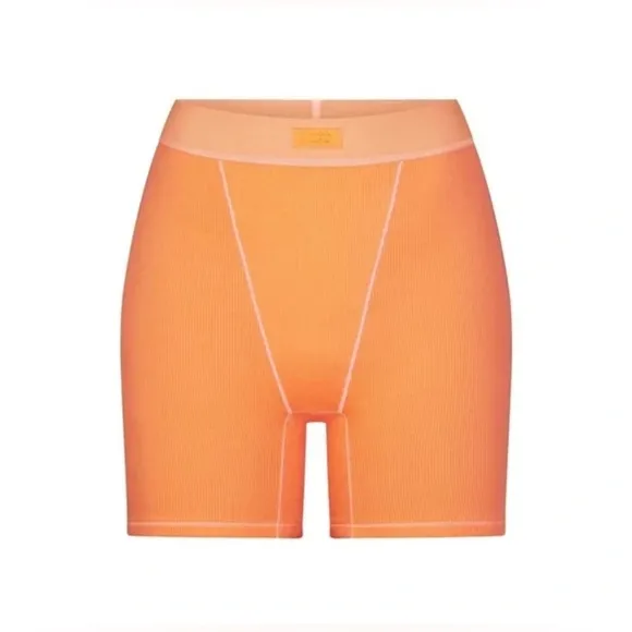 SKIMS COTTON RIB BOXERS APRICOT LARGE NWT