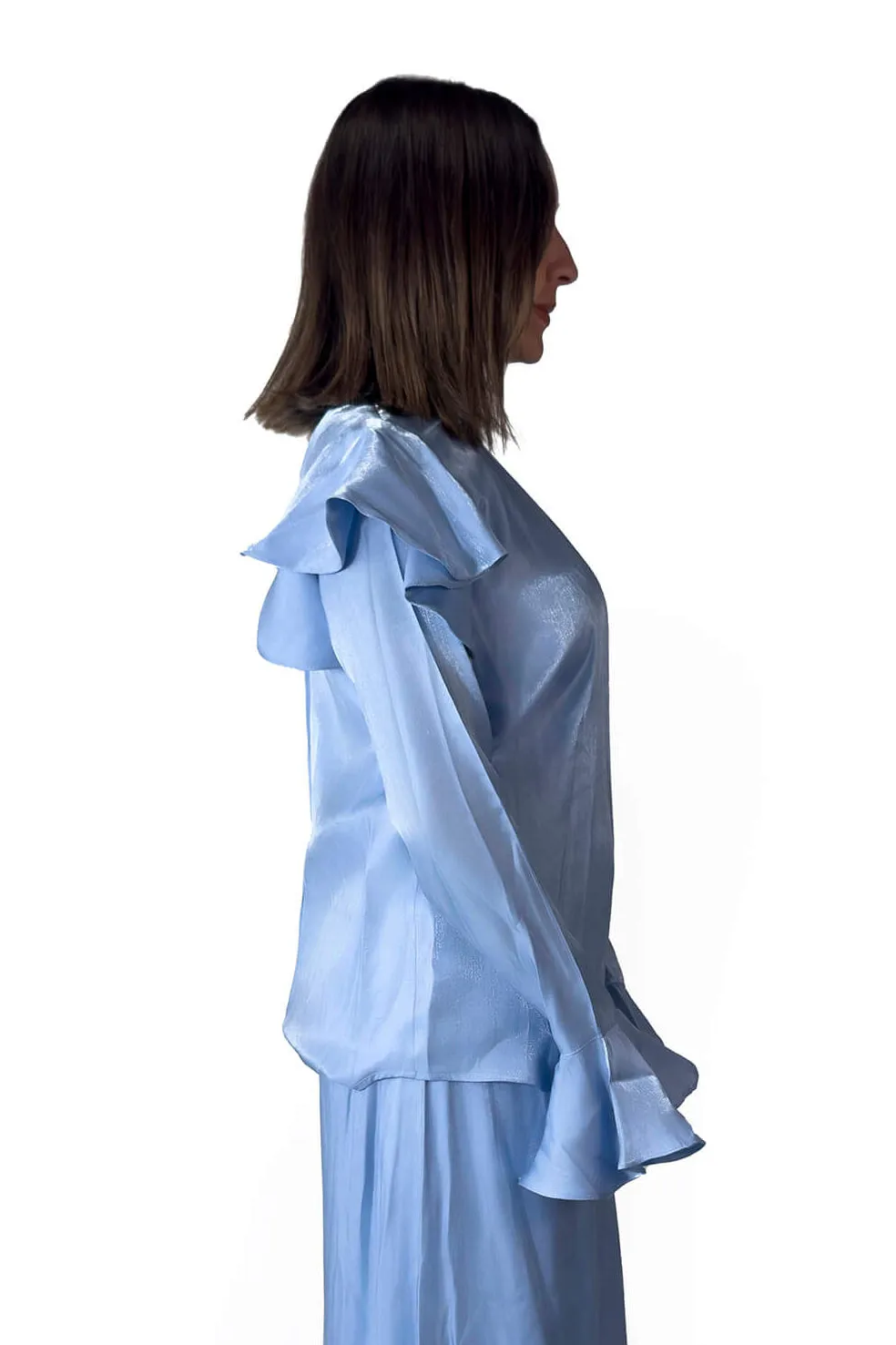 Sky Blue Ruffle Blouse