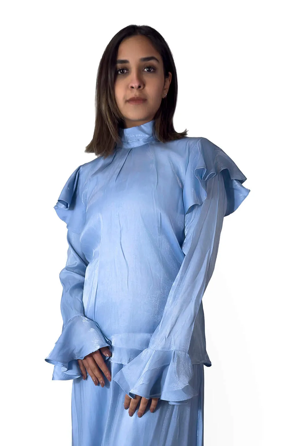 Sky Blue Ruffle Blouse