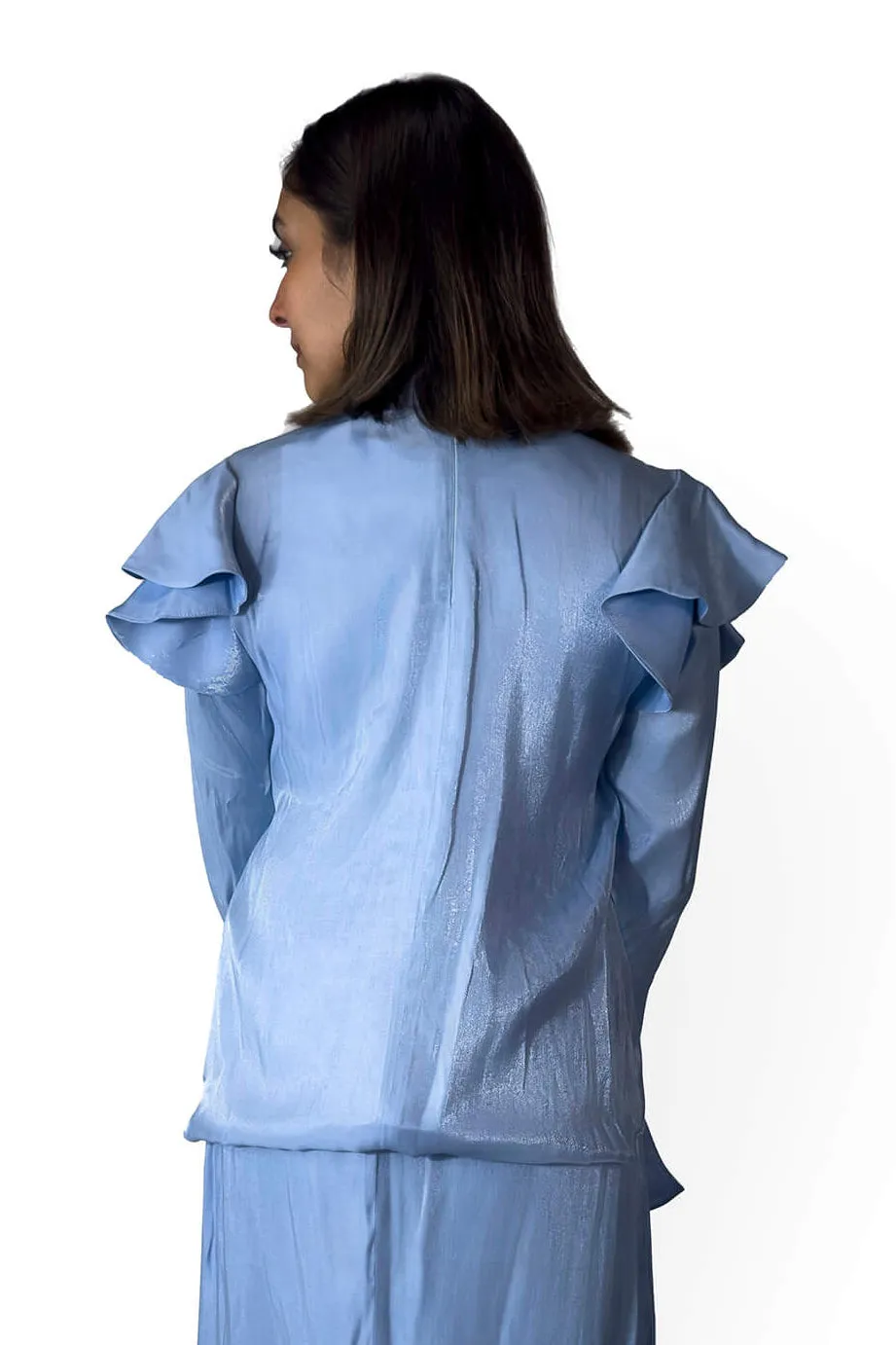 Sky Blue Ruffle Blouse