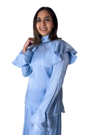 Sky Blue Ruffle Blouse