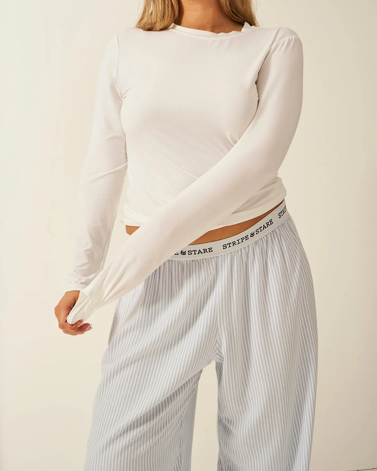 Soft Brushed Woven Pyjama Bottoms - Blue Stripe