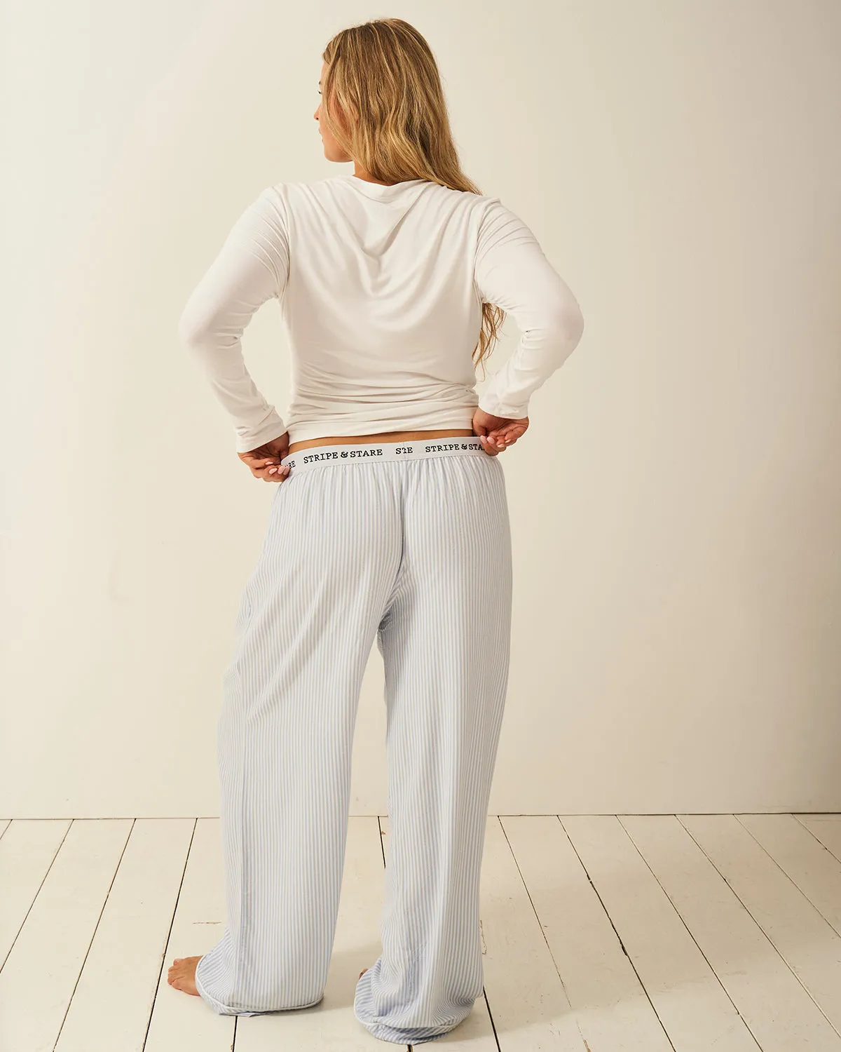 Soft Brushed Woven Pyjama Bottoms - Blue Stripe