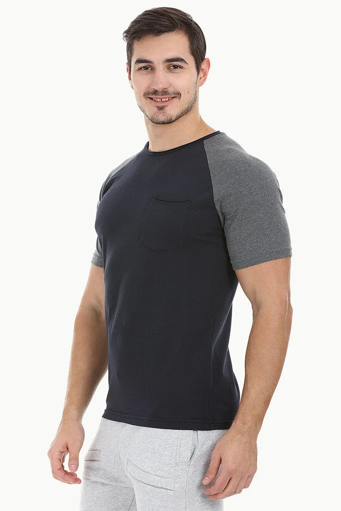 Soft Contrast Color Block Raglan Tee