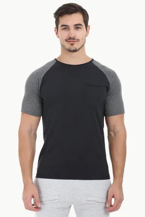 Soft Contrast Color Block Raglan Tee