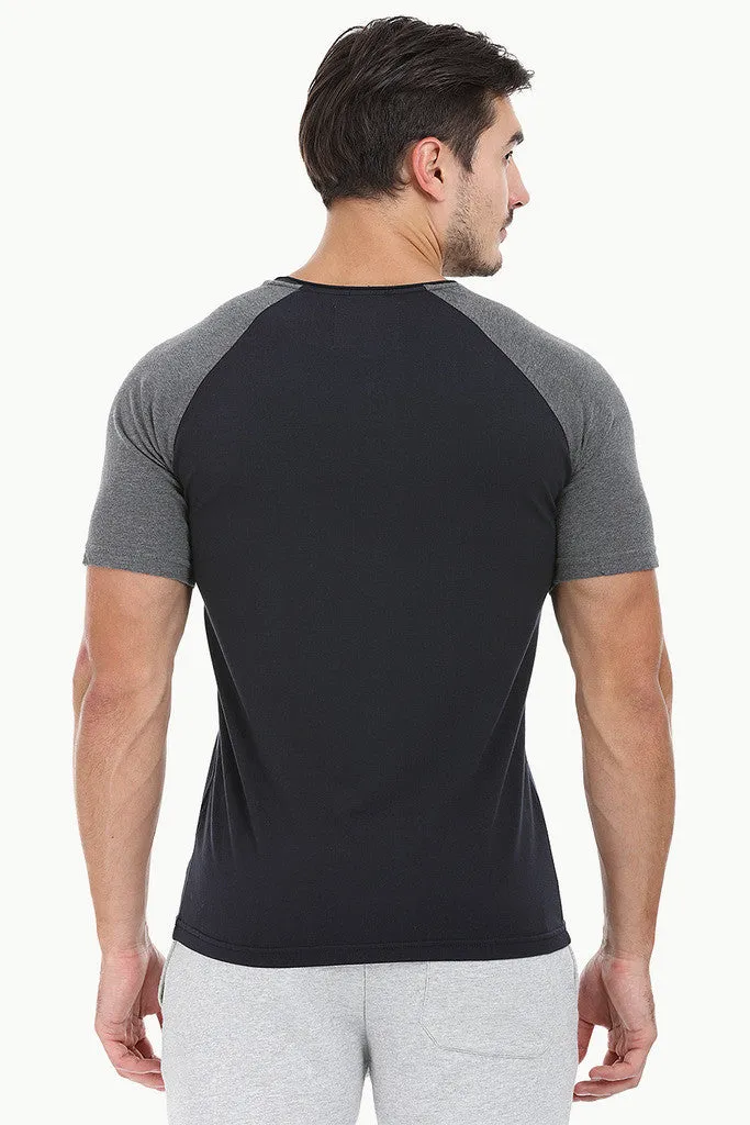 Soft Contrast Color Block Raglan Tee