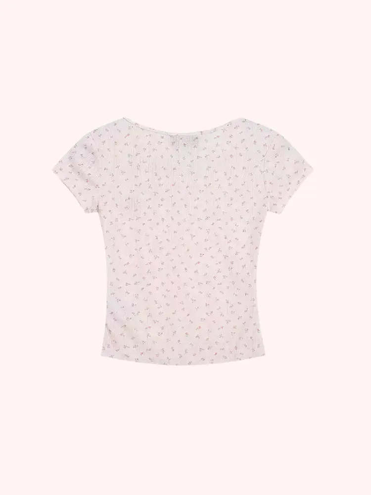 Soft Floral Ribbon Top