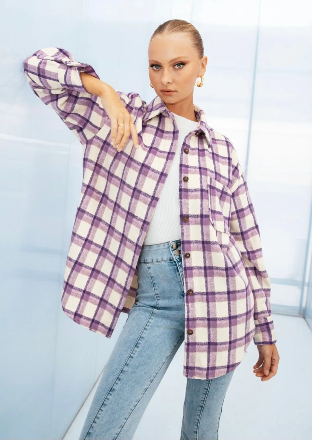 South West Shirt Purple Check
