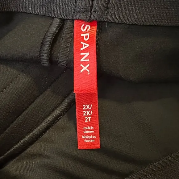 SPANX black ponte pull on elastic waist tummy control 4.5” shorts sz 2X - NWT!