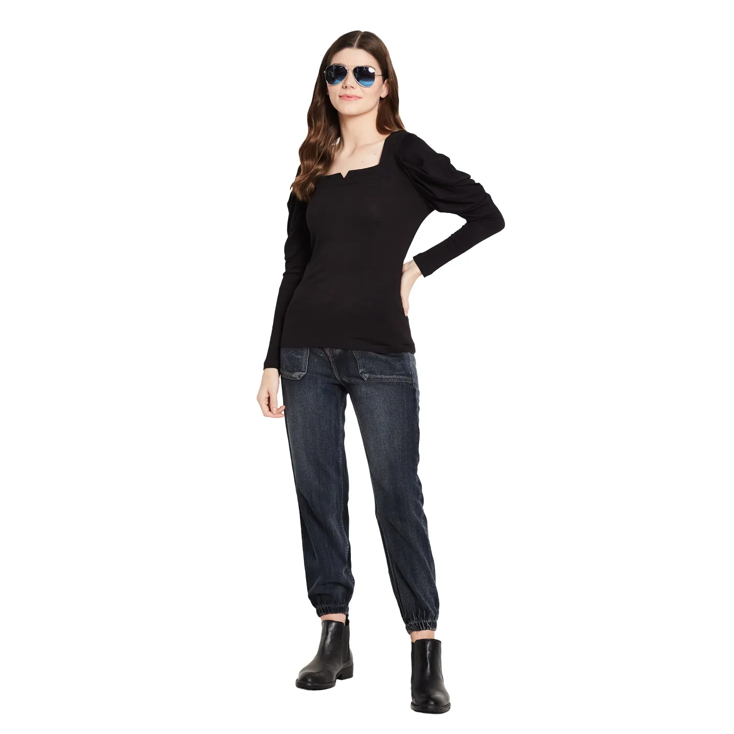 SQUARE NECK PUFF SLEEVE TOP