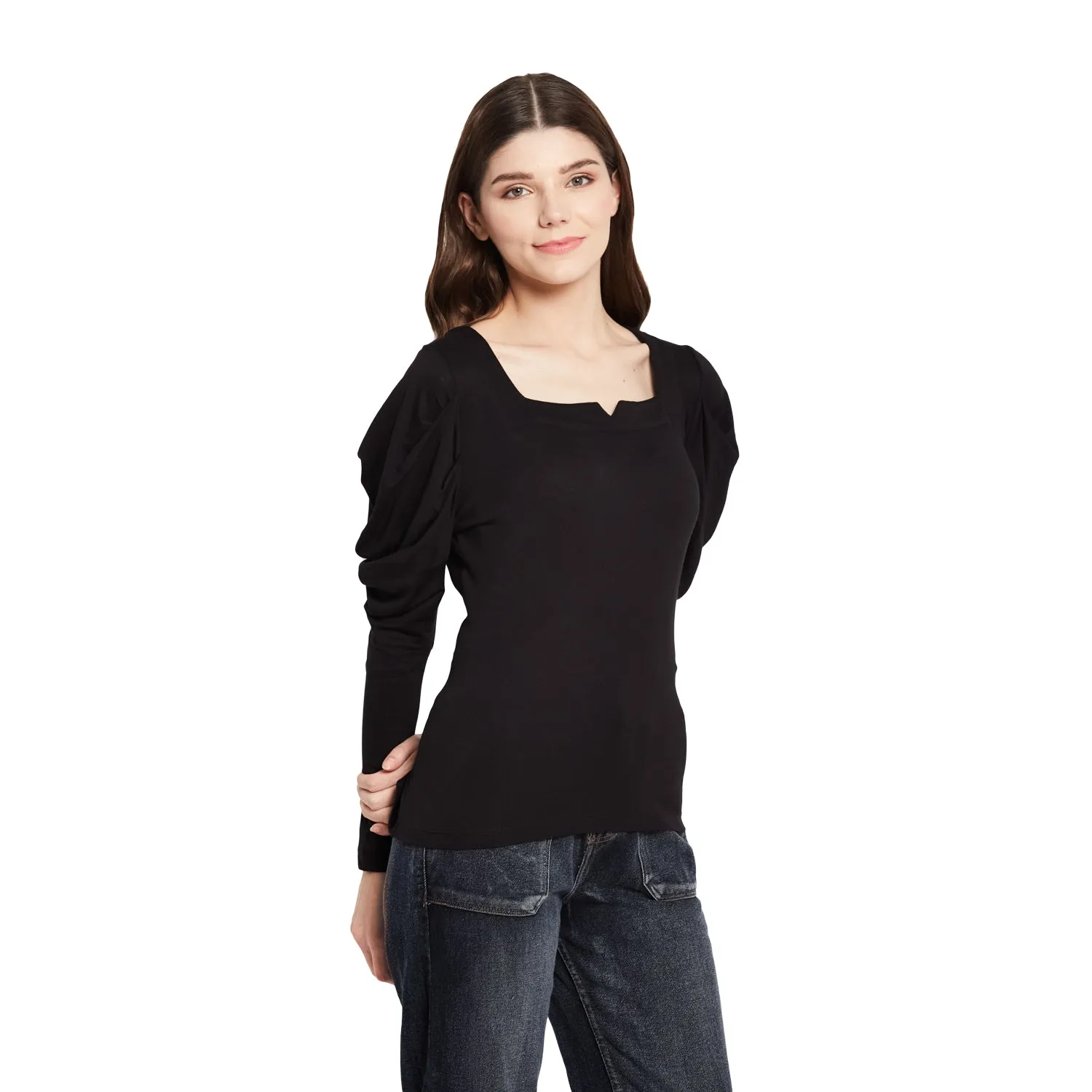 SQUARE NECK PUFF SLEEVE TOP