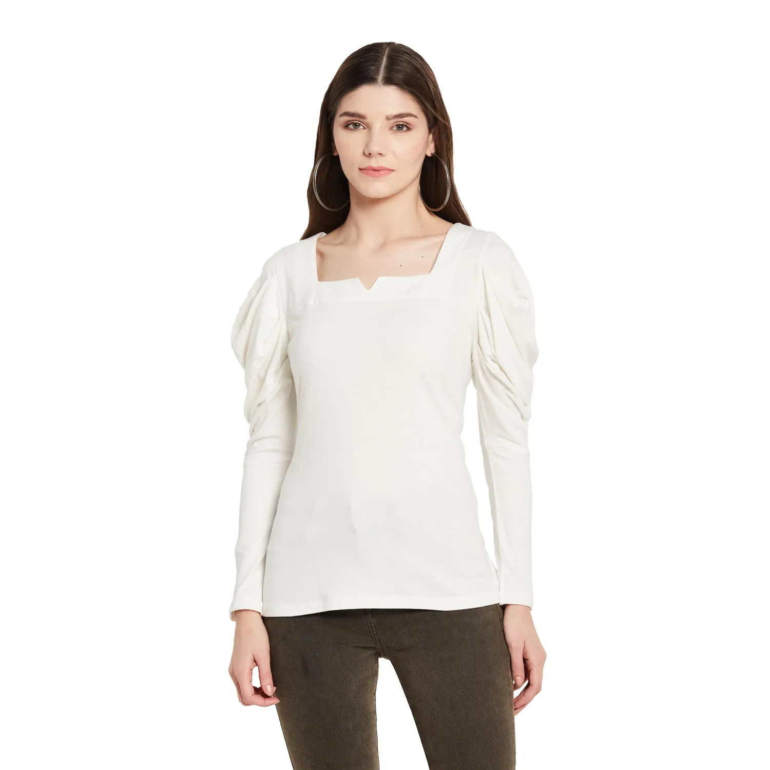 SQUARE NECK PUFF SLEEVE TOP
