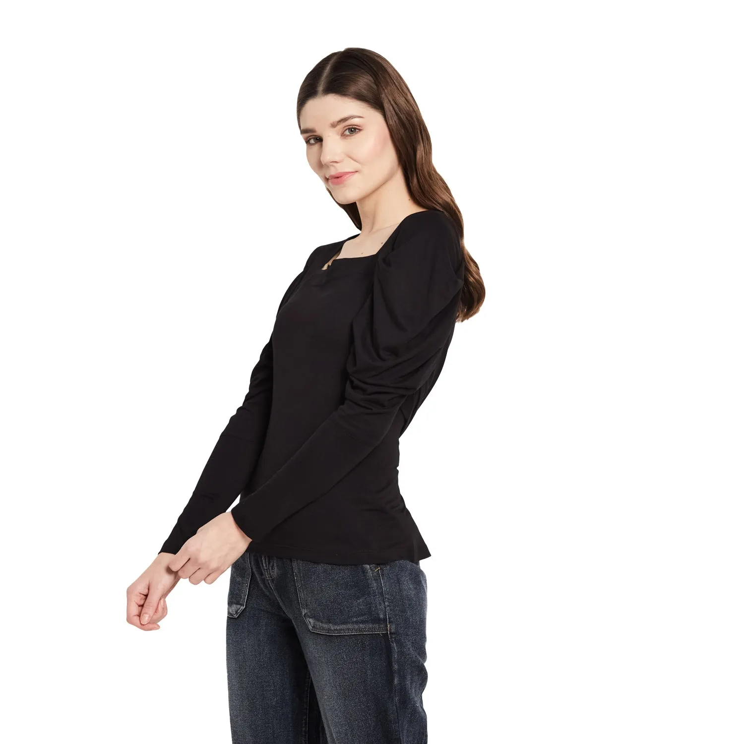 SQUARE NECK PUFF SLEEVE TOP