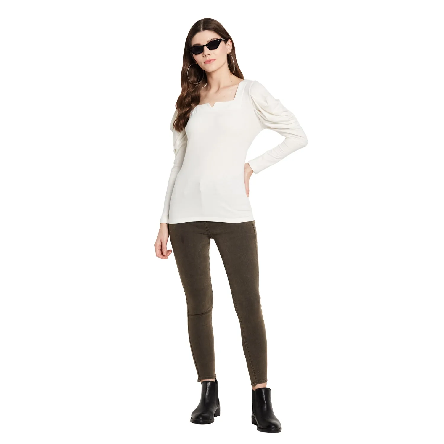 SQUARE NECK PUFF SLEEVE TOP