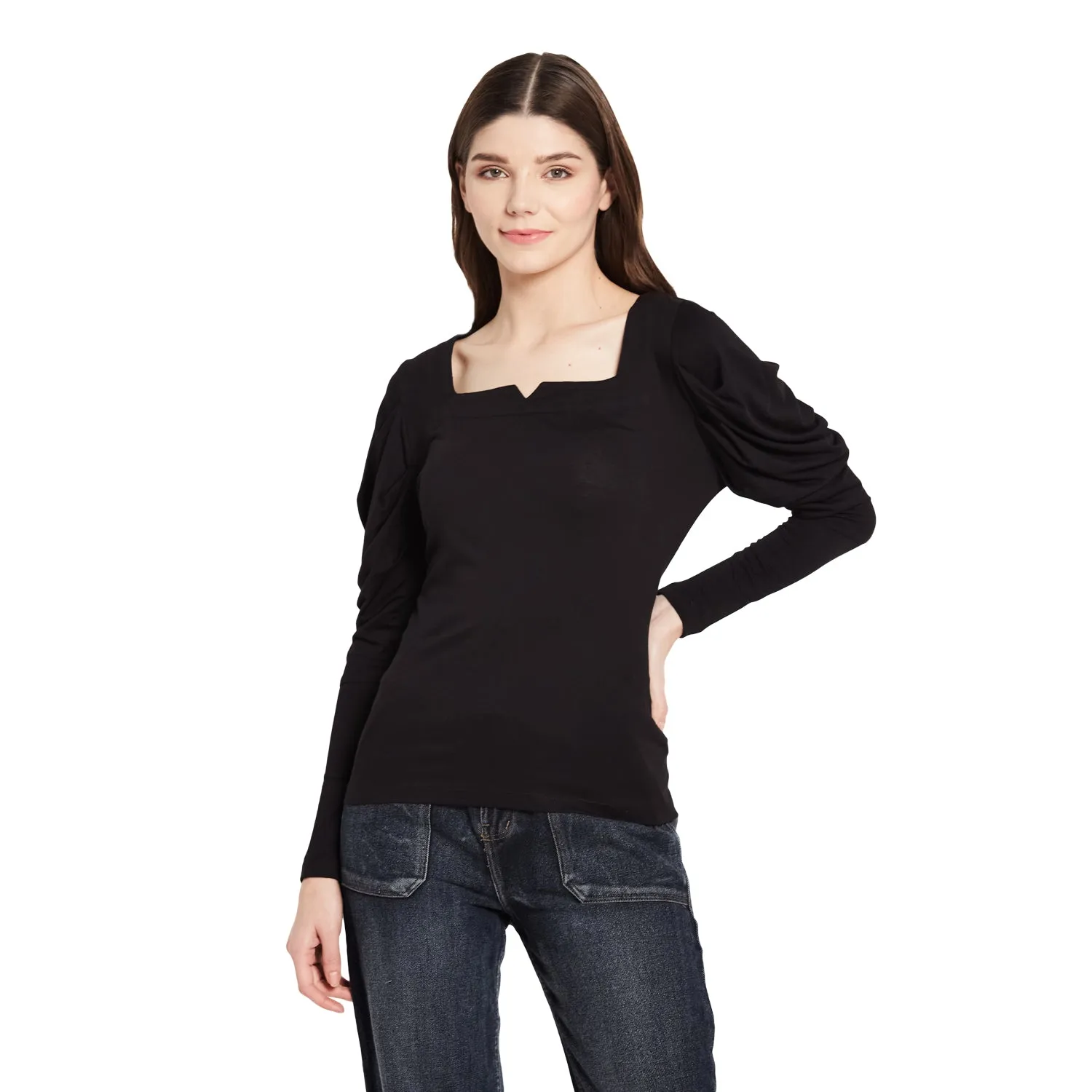 SQUARE NECK PUFF SLEEVE TOP