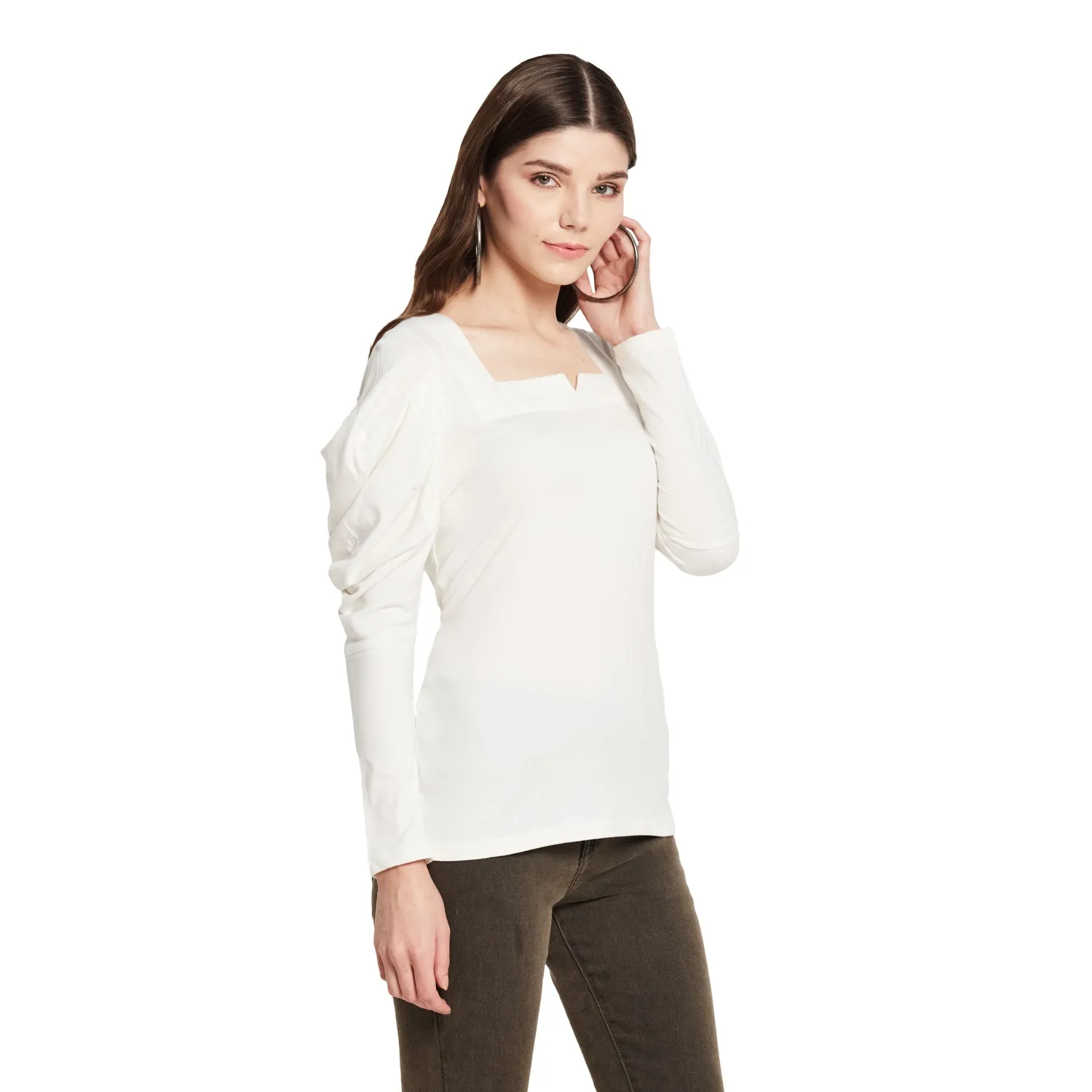 SQUARE NECK PUFF SLEEVE TOP