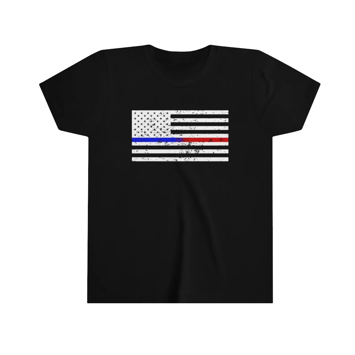 Standard Distressed Flag © Youth Tee (Thin Blue / Red Line Duo)