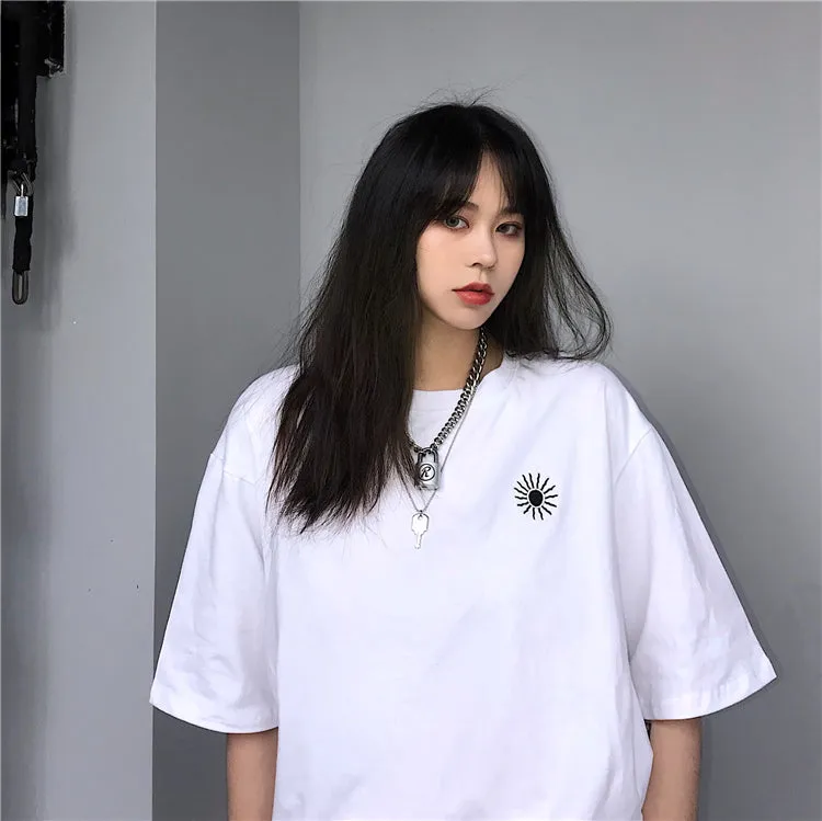 Sun embroidery t-shirt KF90785