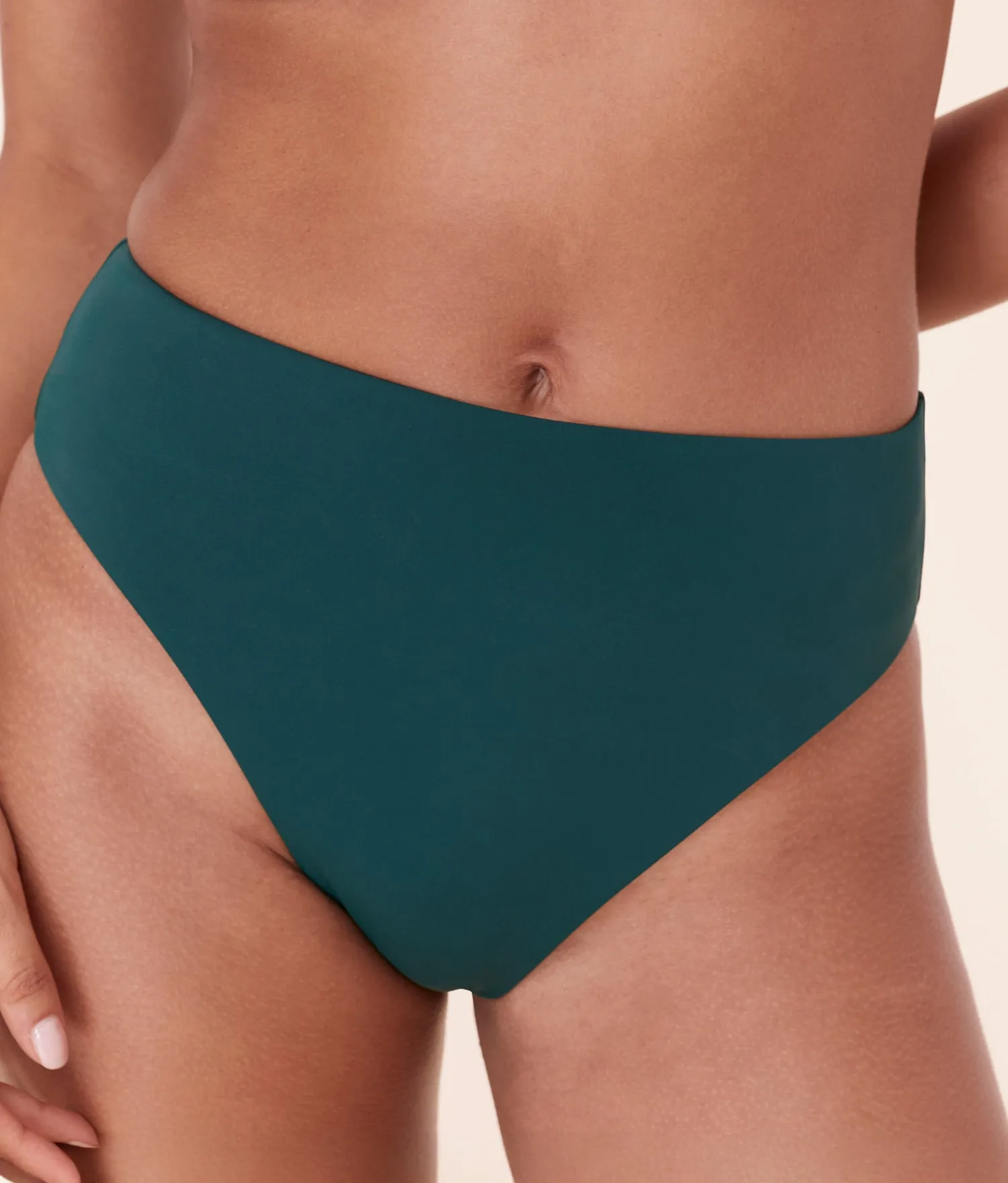 The 90s High Waist Bikini Bottom - Eco Nylon - Cascade