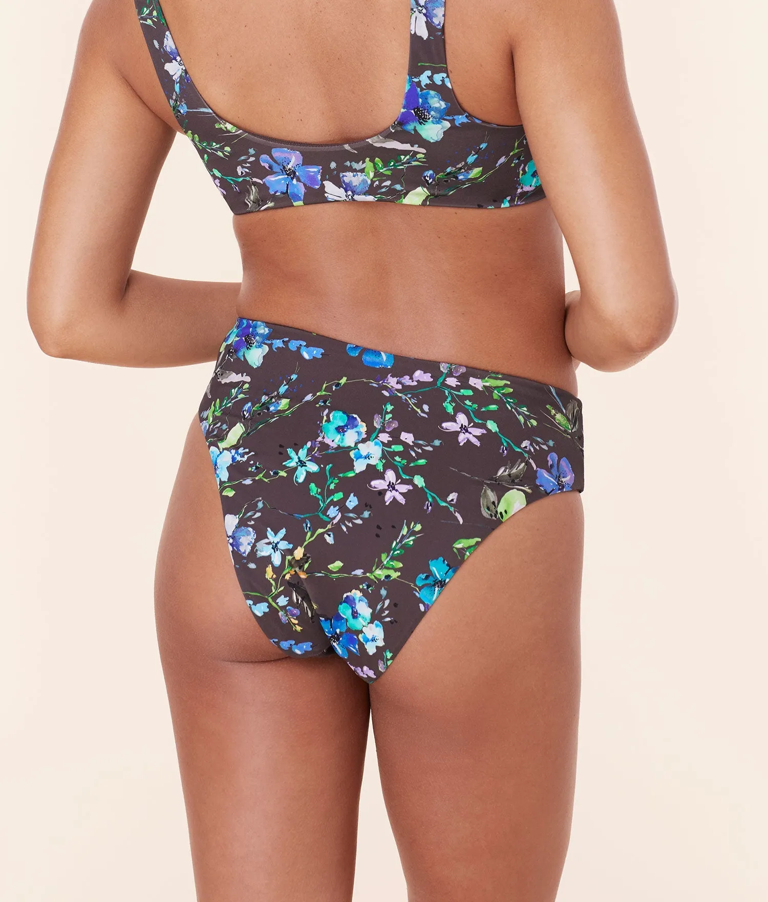 The 90s High Waist Bikini Bottom - Eco Nylon - Wildflowers
