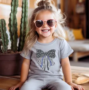 Thin Blue Line Coquette Bow © Youth Tee // FINAL SALE
