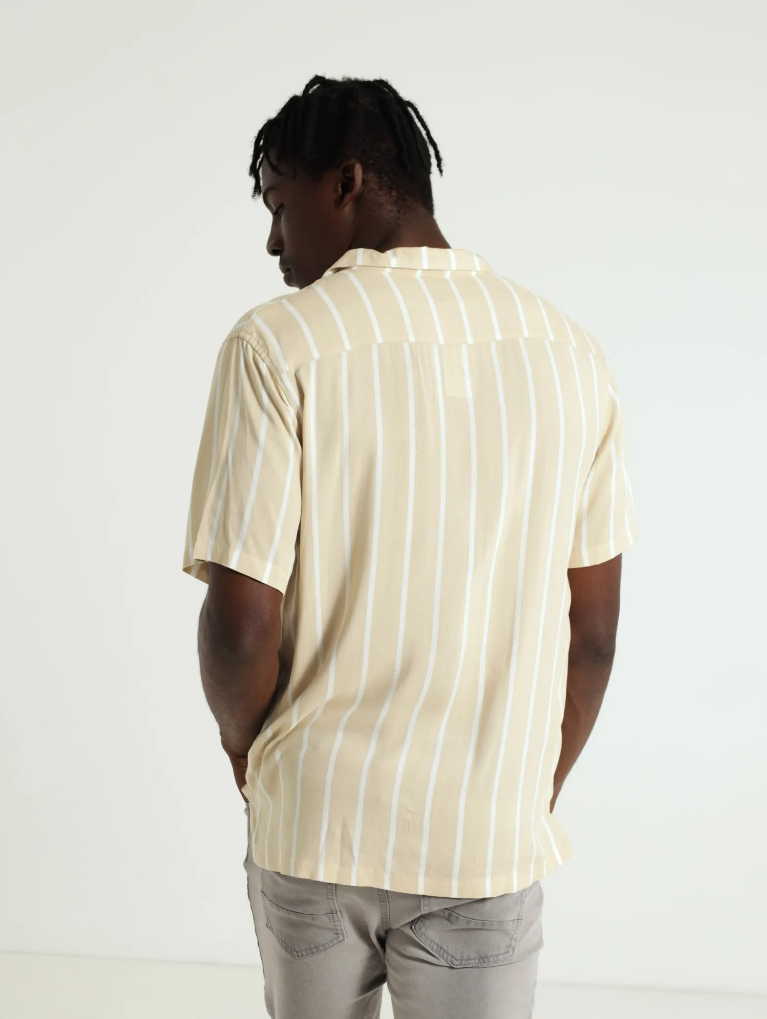 Thin Stripe Shirt - Light Stone