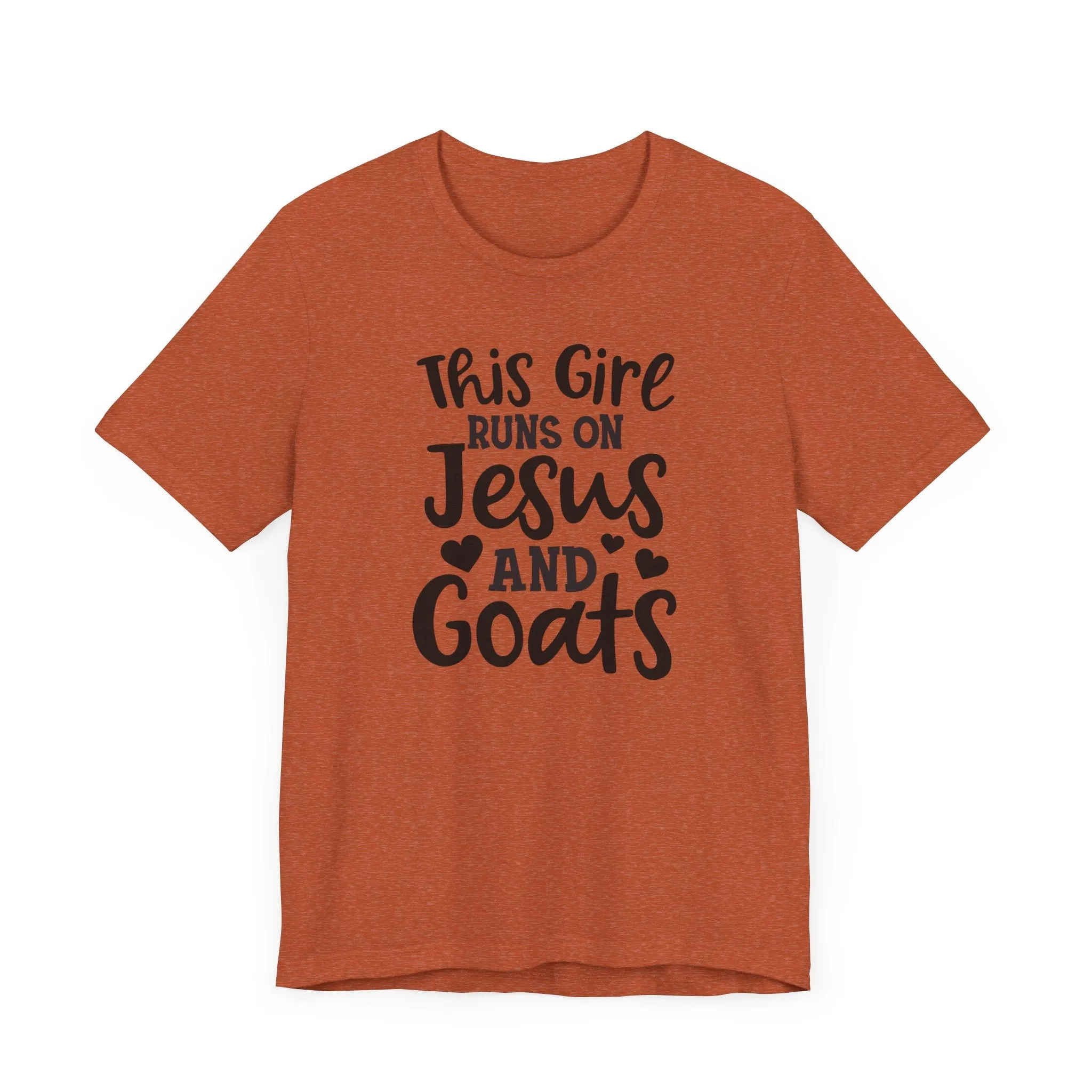 This Girl Runs on Jesus and Goats, Jesus and Goats Tee, Goat Shirt, Unisex, Jersey Short Sleeve Tee, Goat Tee