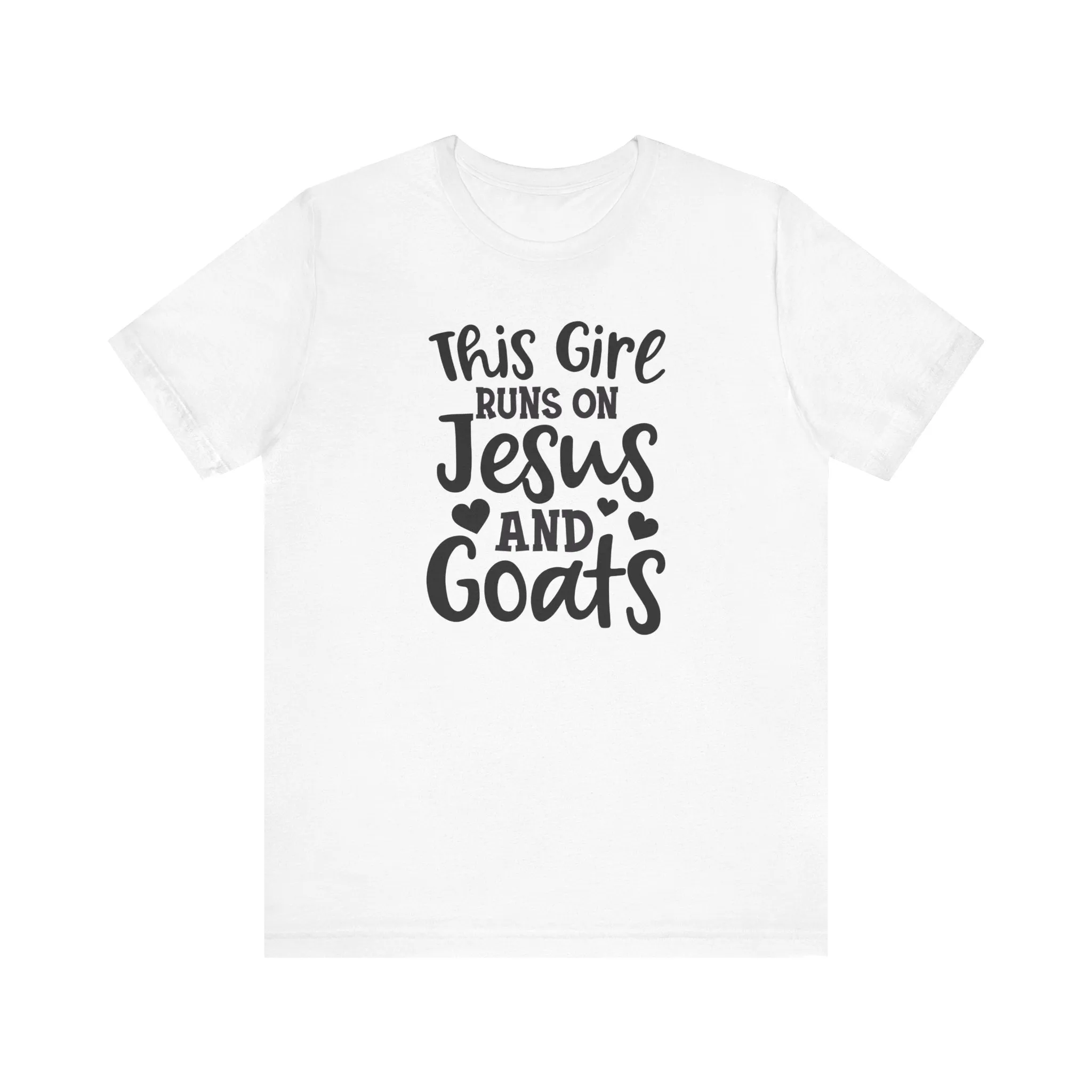This Girl Runs on Jesus and Goats, Jesus and Goats Tee, Goat Shirt, Unisex, Jersey Short Sleeve Tee, Goat Tee