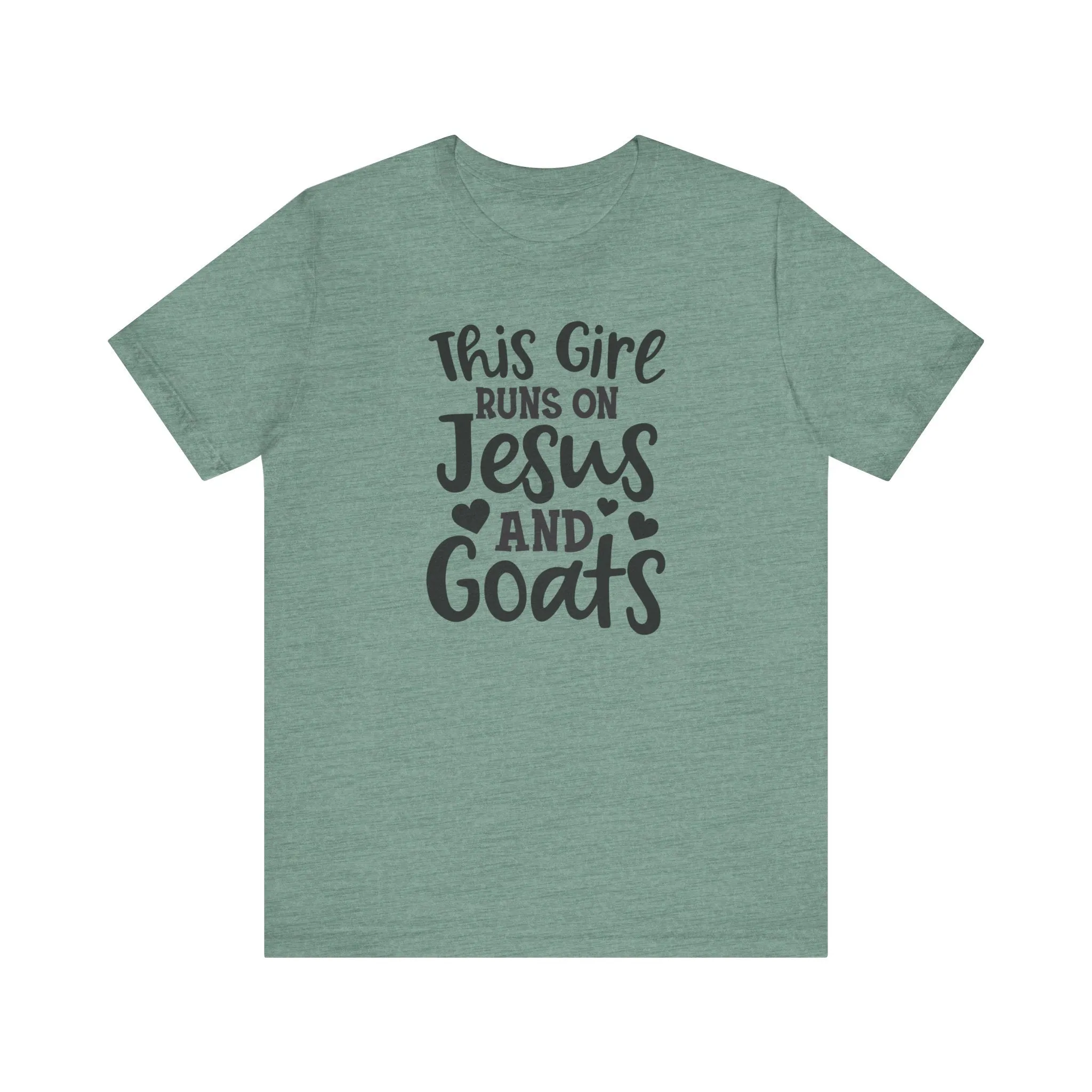 This Girl Runs on Jesus and Goats, Jesus and Goats Tee, Goat Shirt, Unisex, Jersey Short Sleeve Tee, Goat Tee