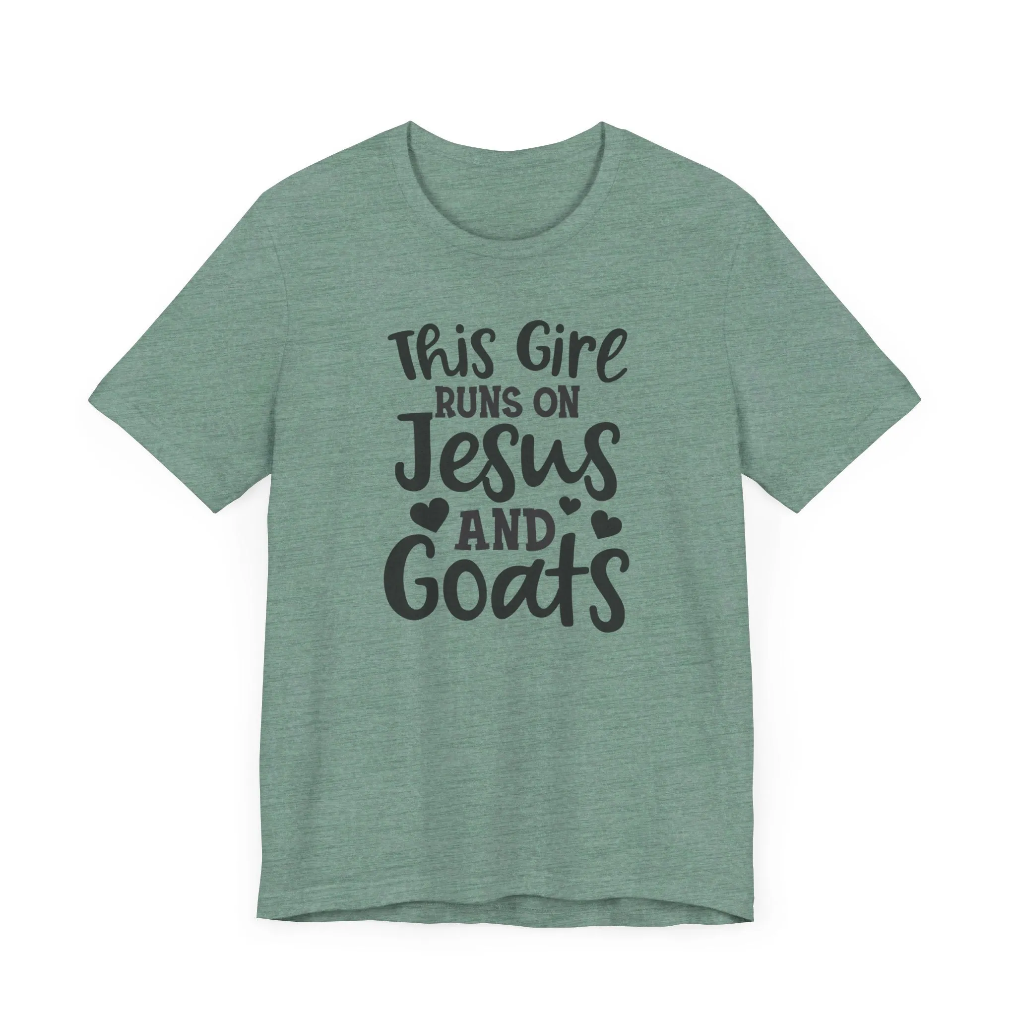 This Girl Runs on Jesus and Goats, Jesus and Goats Tee, Goat Shirt, Unisex, Jersey Short Sleeve Tee, Goat Tee