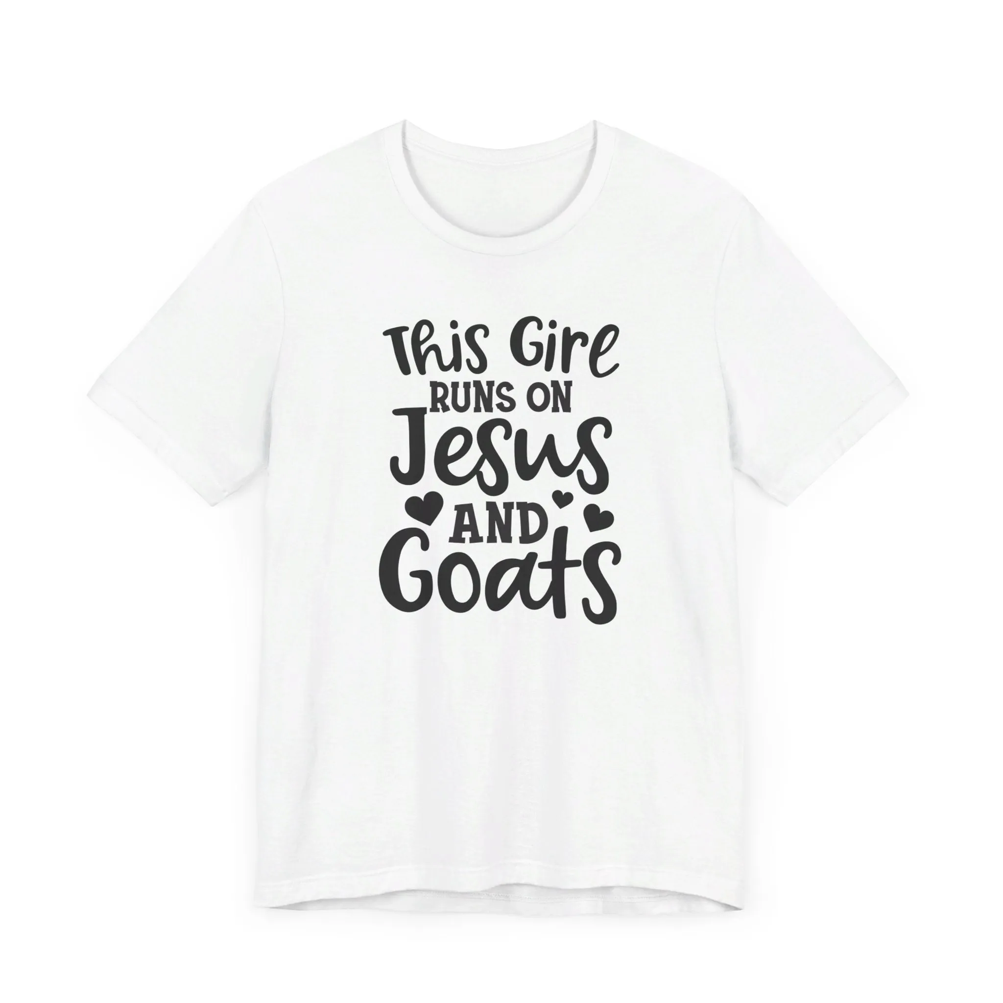 This Girl Runs on Jesus and Goats, Jesus and Goats Tee, Goat Shirt, Unisex, Jersey Short Sleeve Tee, Goat Tee