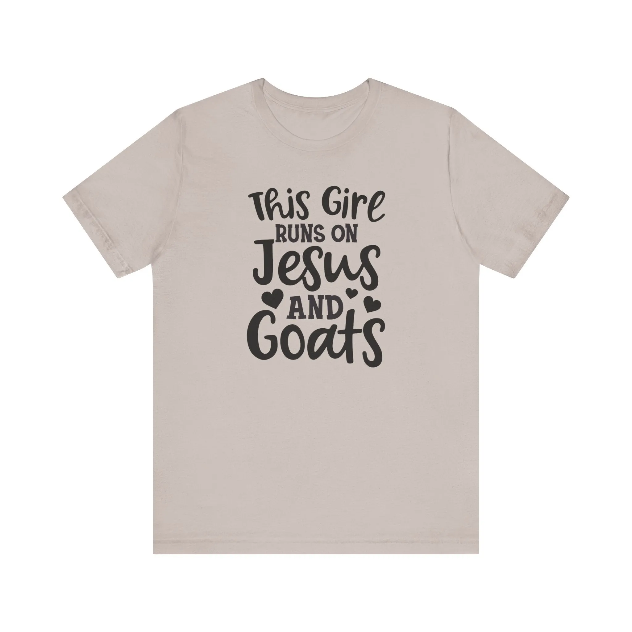 This Girl Runs on Jesus and Goats, Jesus and Goats Tee, Goat Shirt, Unisex, Jersey Short Sleeve Tee, Goat Tee