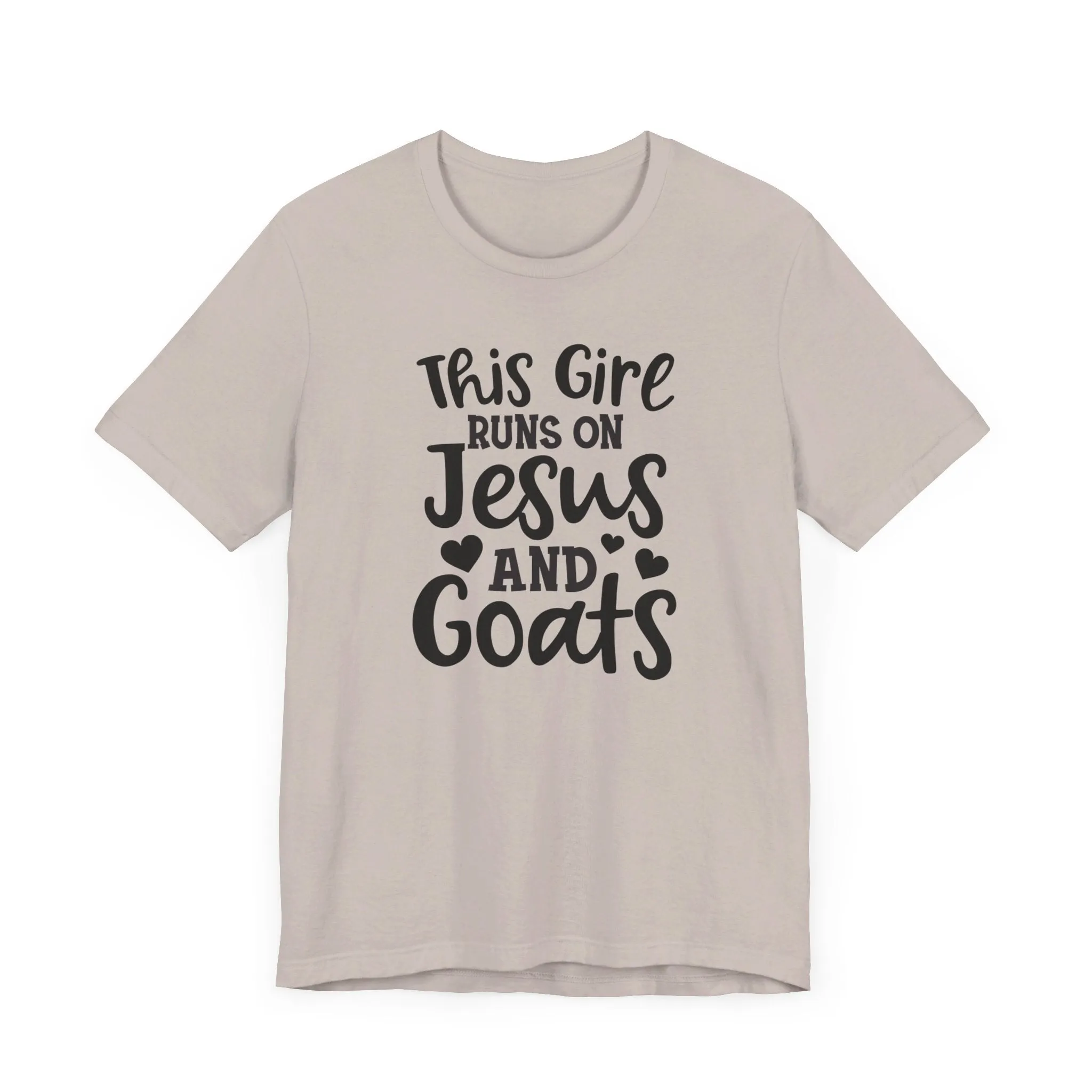 This Girl Runs on Jesus and Goats, Jesus and Goats Tee, Goat Shirt, Unisex, Jersey Short Sleeve Tee, Goat Tee