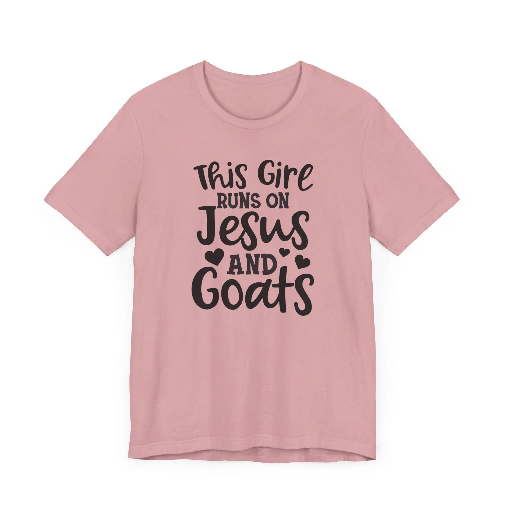 This Girl Runs on Jesus and Goats, Jesus and Goats Tee, Goat Shirt, Unisex, Jersey Short Sleeve Tee, Goat Tee