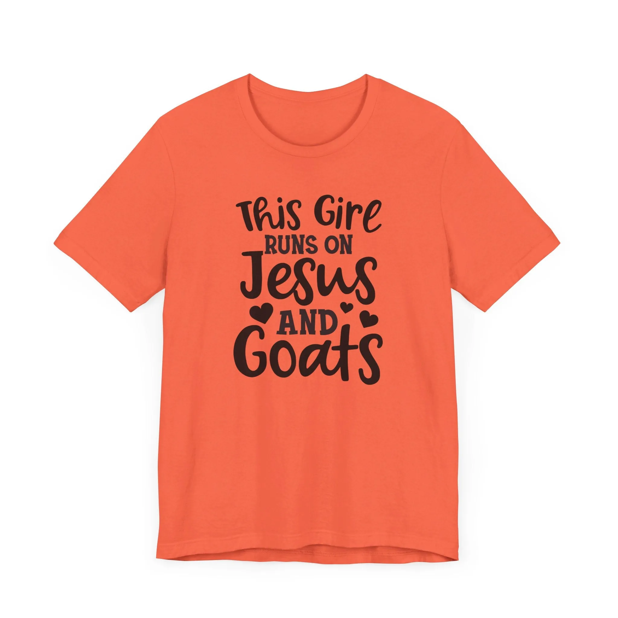 This Girl Runs on Jesus and Goats, Jesus and Goats Tee, Goat Shirt, Unisex, Jersey Short Sleeve Tee, Goat Tee