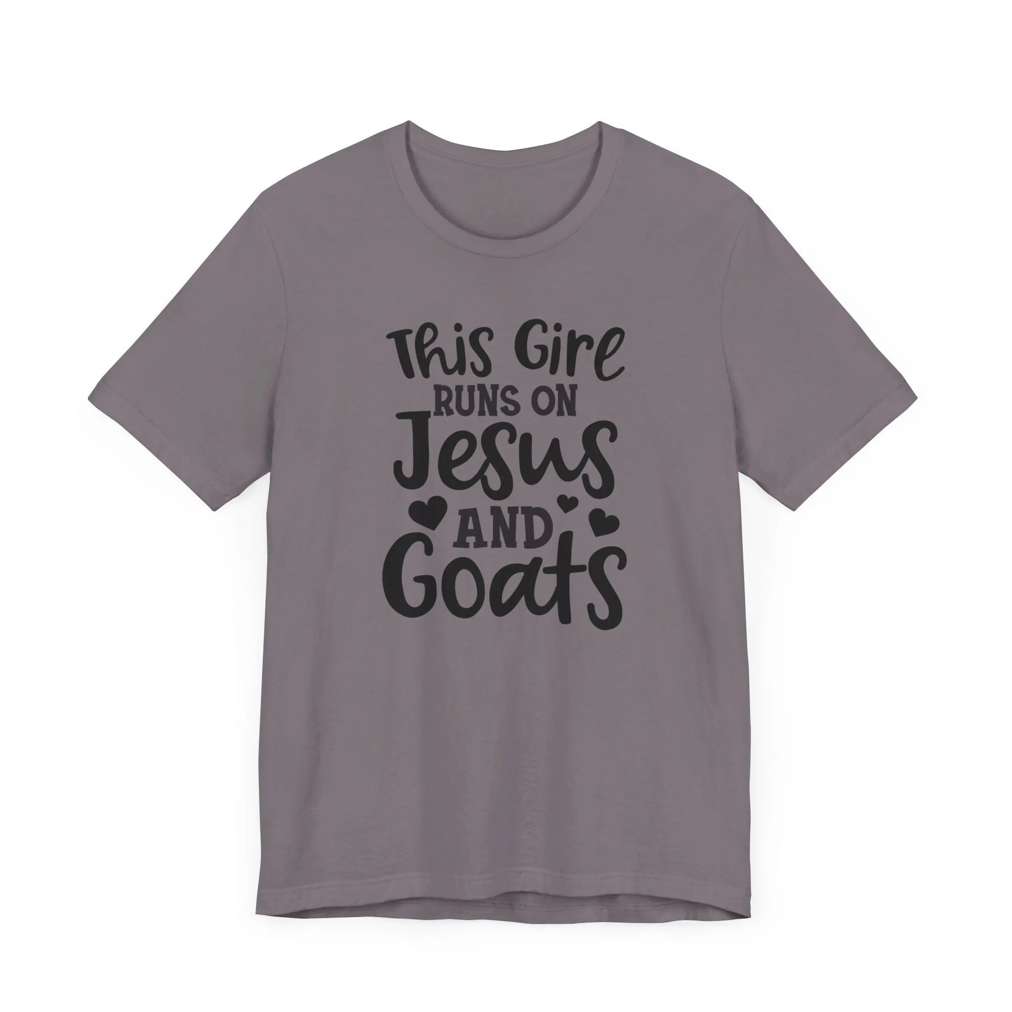 This Girl Runs on Jesus and Goats, Jesus and Goats Tee, Goat Shirt, Unisex, Jersey Short Sleeve Tee, Goat Tee