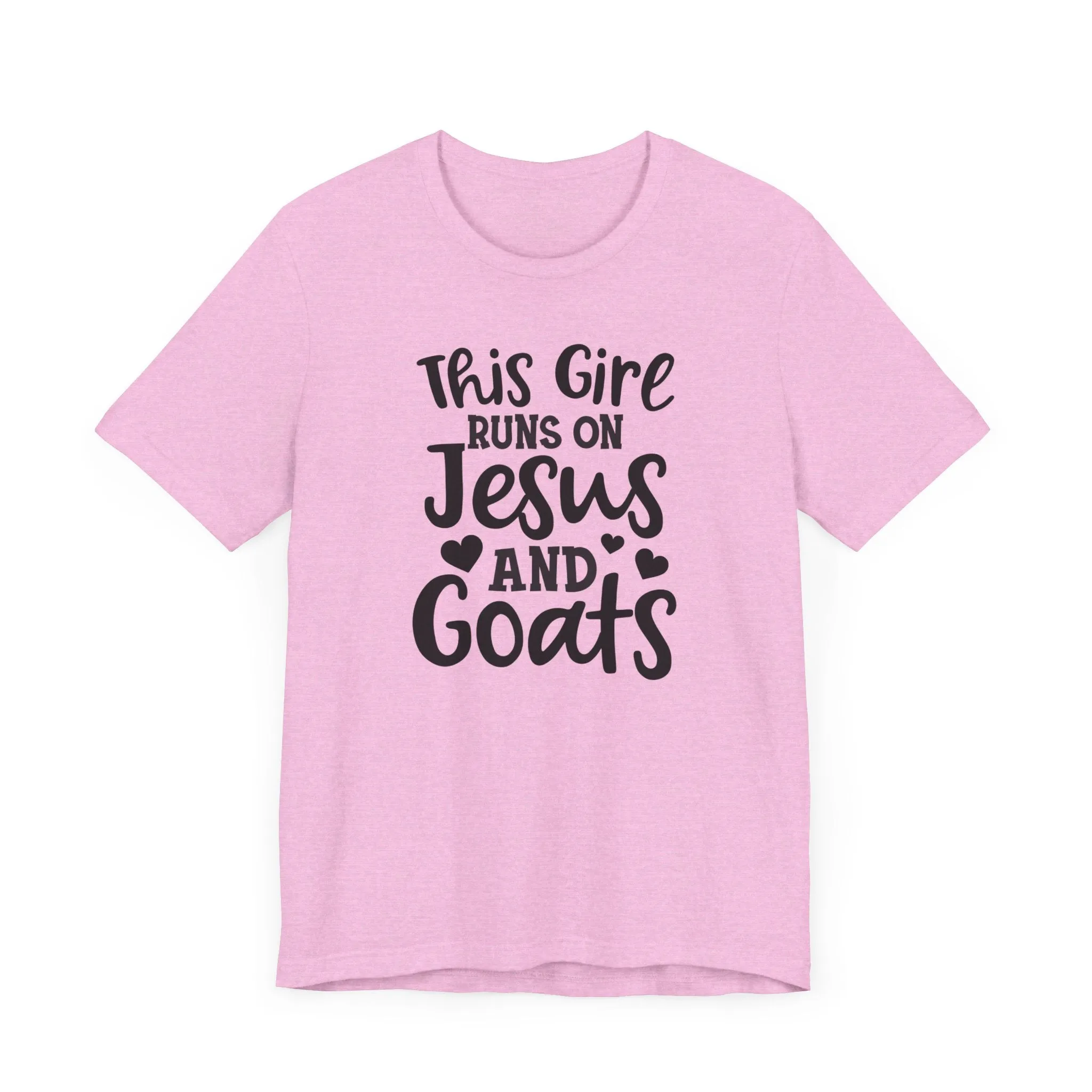 This Girl Runs on Jesus and Goats, Jesus and Goats Tee, Goat Shirt, Unisex, Jersey Short Sleeve Tee, Goat Tee