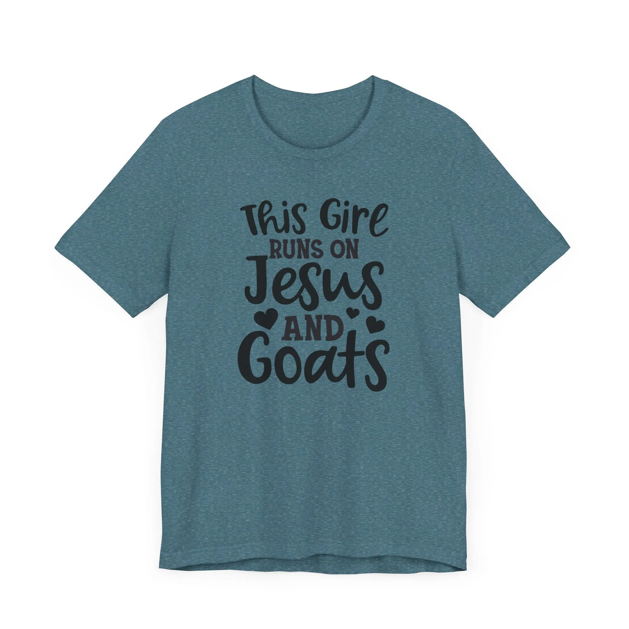 This Girl Runs on Jesus and Goats, Jesus and Goats Tee, Goat Shirt, Unisex, Jersey Short Sleeve Tee, Goat Tee