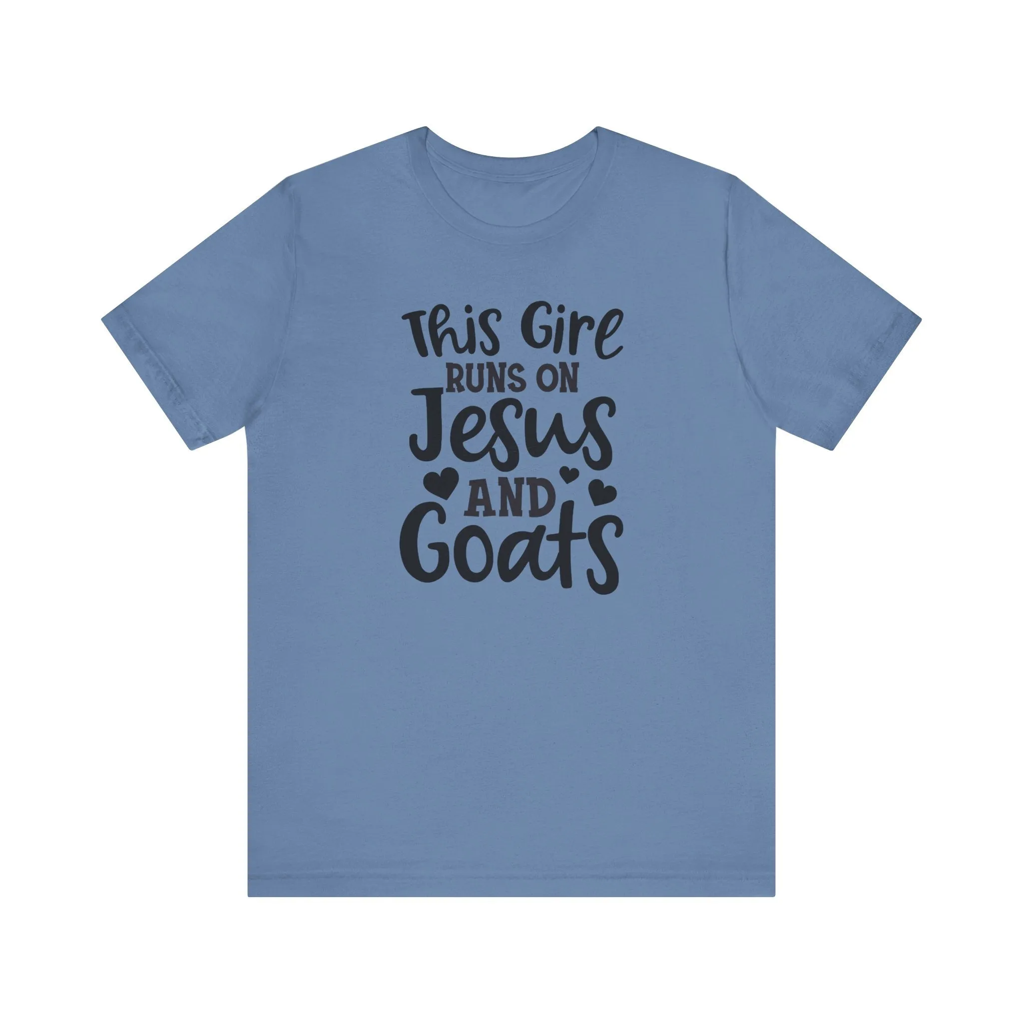 This Girl Runs on Jesus and Goats, Jesus and Goats Tee, Goat Shirt, Unisex, Jersey Short Sleeve Tee, Goat Tee