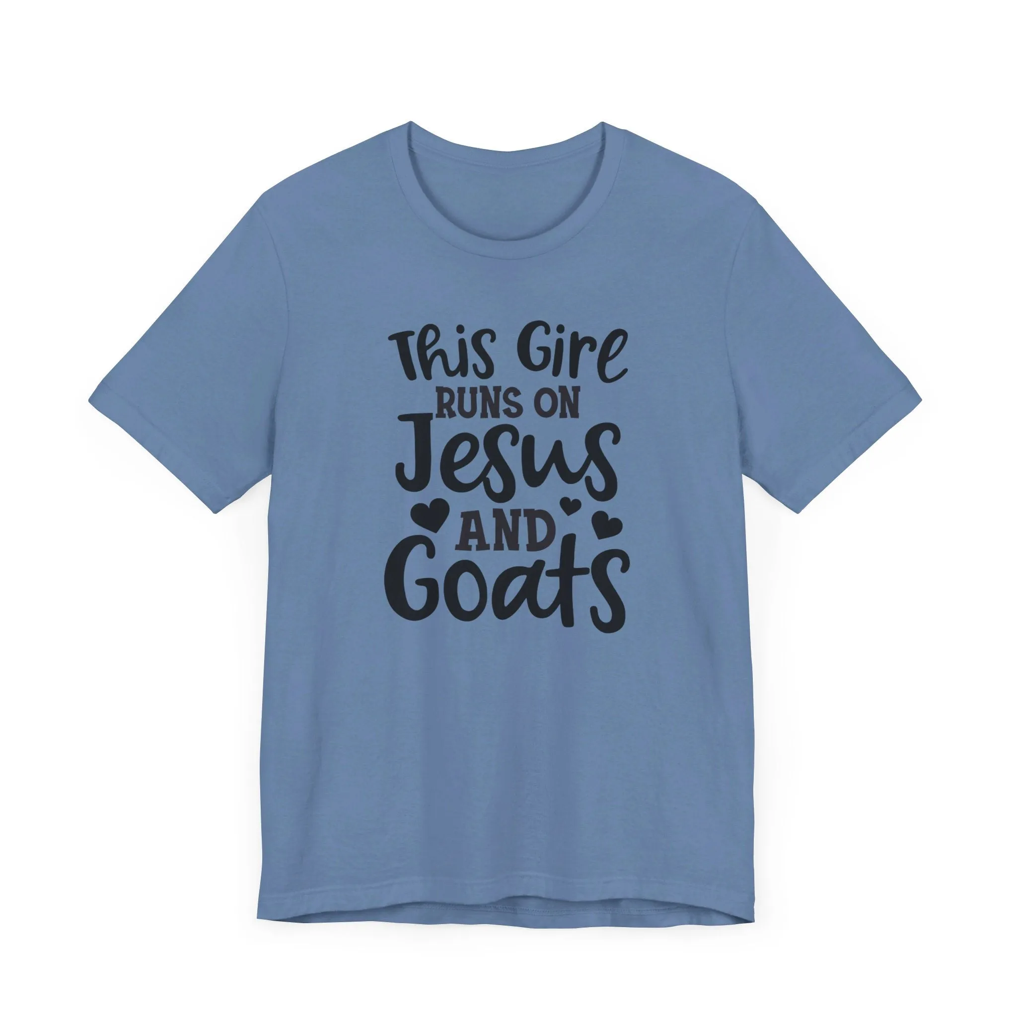 This Girl Runs on Jesus and Goats, Jesus and Goats Tee, Goat Shirt, Unisex, Jersey Short Sleeve Tee, Goat Tee