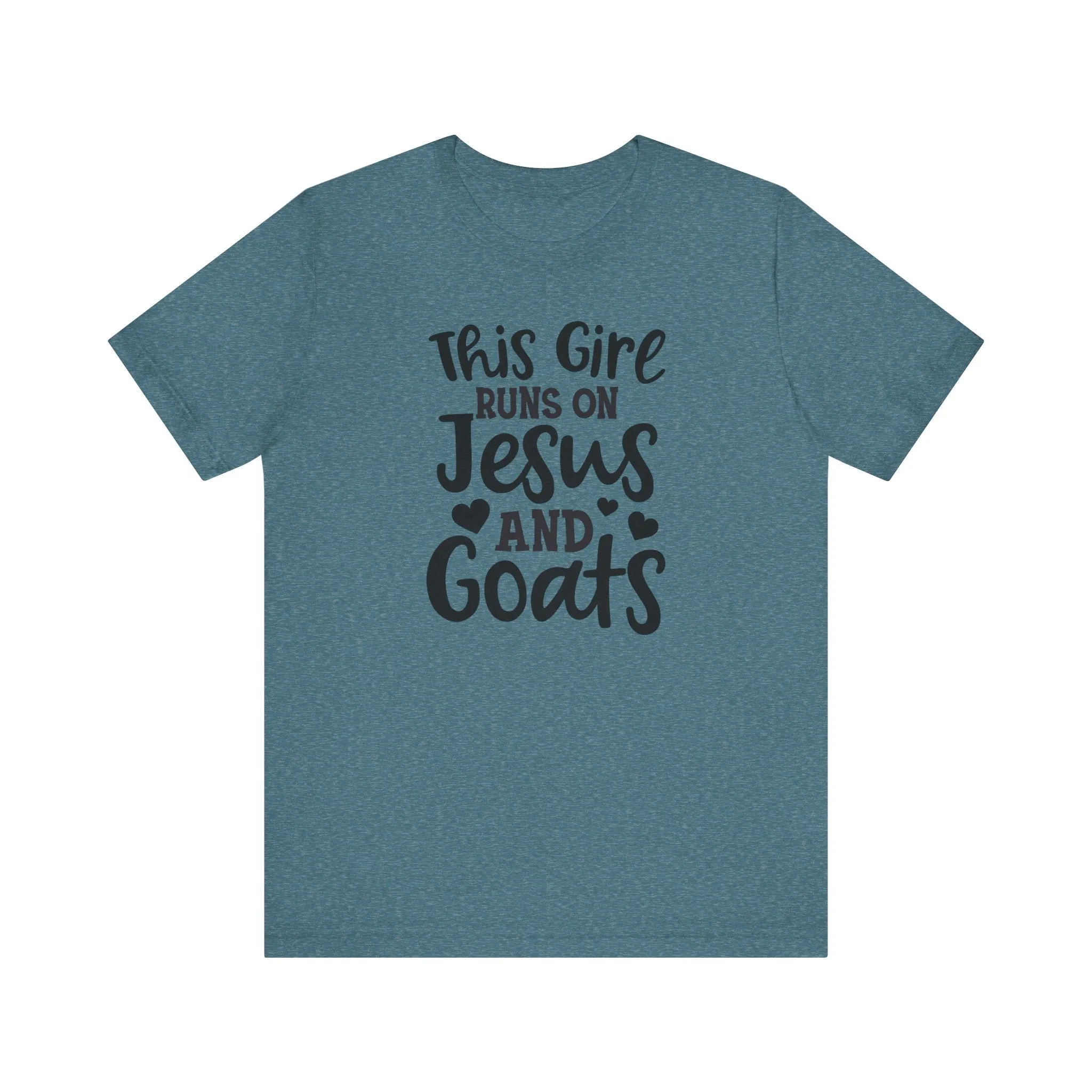This Girl Runs on Jesus and Goats, Jesus and Goats Tee, Goat Shirt, Unisex, Jersey Short Sleeve Tee, Goat Tee