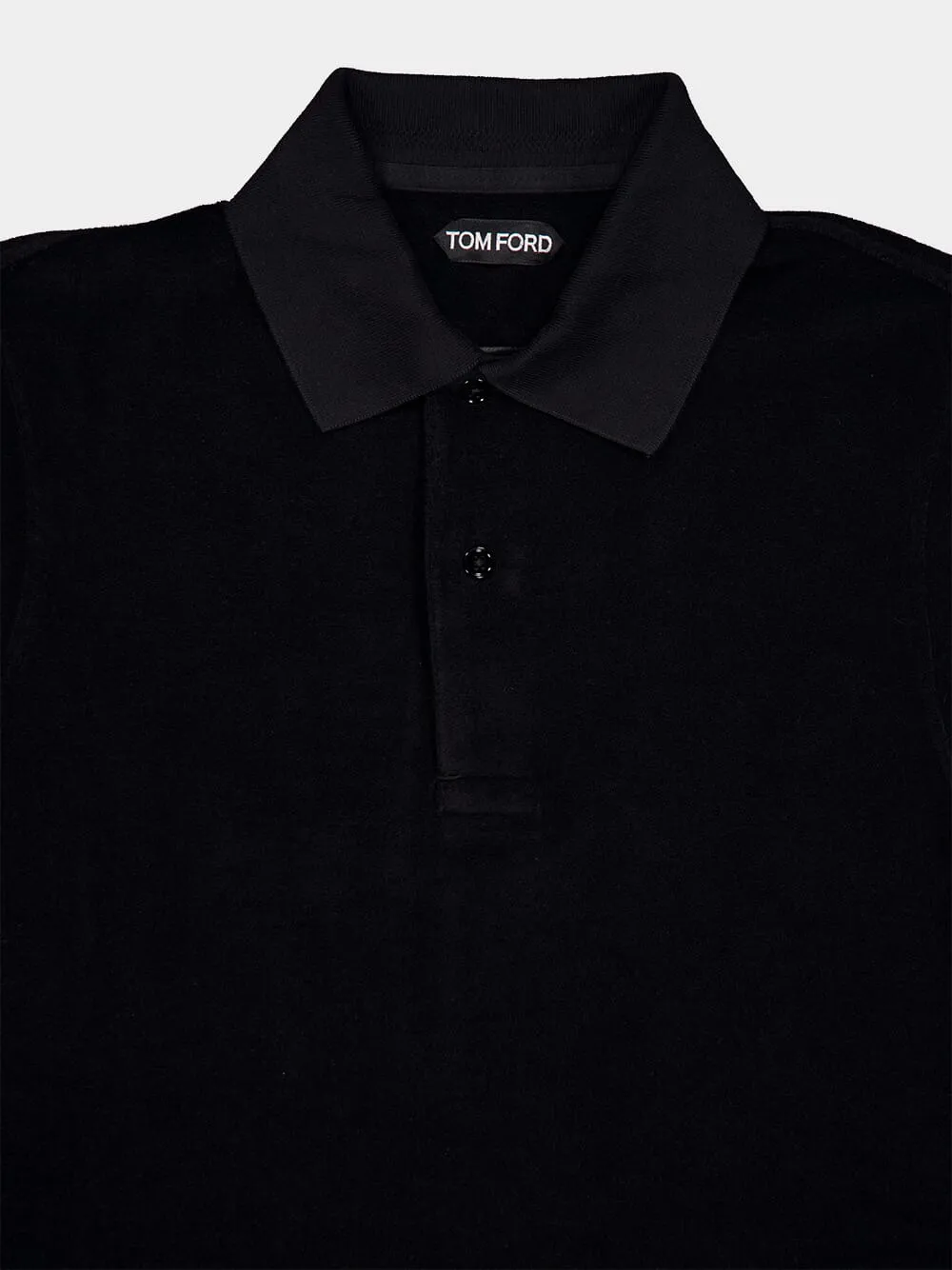Towelling Black Polo Shirt