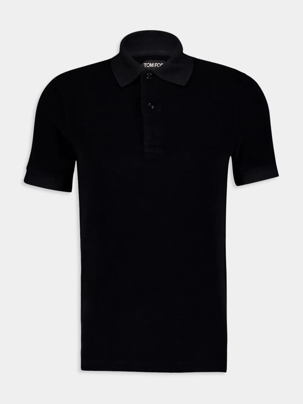 Towelling Black Polo Shirt
